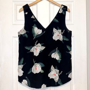 Banana Republic Floral Sleeveless V-Neck Blouse